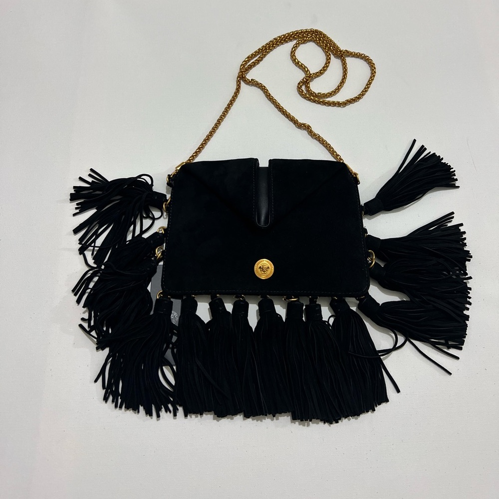 Versace suede fringe crossbody bag